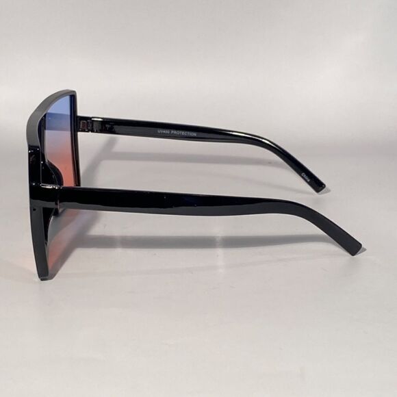 1077 Oversized Square Sunglasses Gradient Blue Orange Lense Black Frame … main image 9